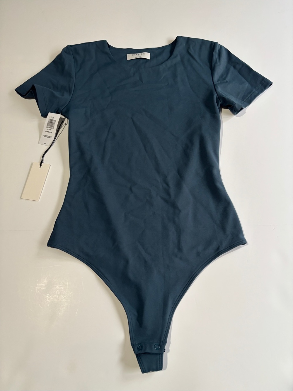 Babaton Aritzia Contour Crew Short Sleeve Bodysuit Teal Green NWT - Small
